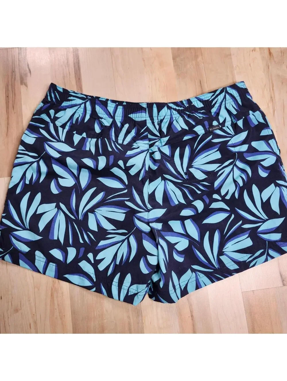 Columbia Men's Swim Trunks with Blue Leaf Print